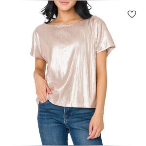 GIBSONLOOK Sequin Extended Sleeve Top toasted almond champagne Large EUC